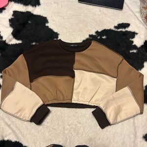 SHEIN cropped patchwork sweatshirt